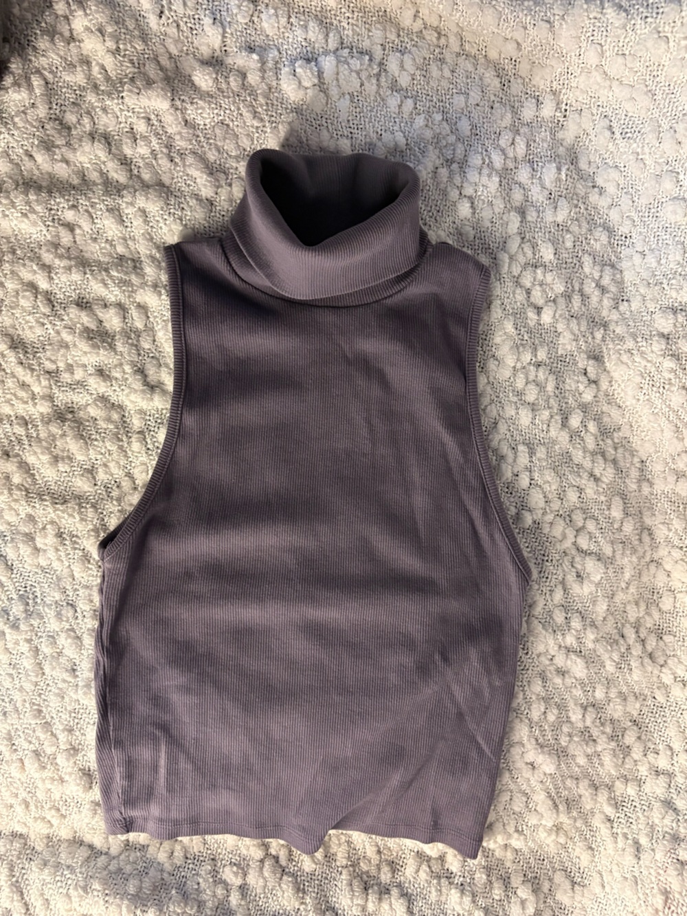 Zara Ribbed Sleeveless Turtleneck Tank - Dusty Purple